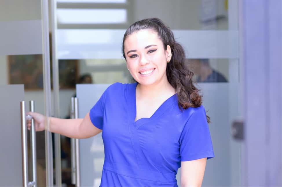 Female nurse welcoming into clinic